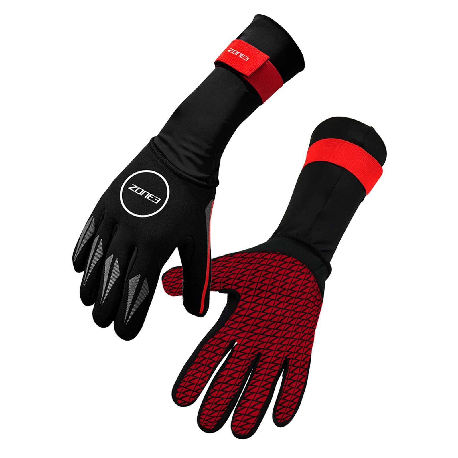 Zone3 Neoprene Swim Gloves - Black/Red-Clothing-Zone3-S-SwimPath